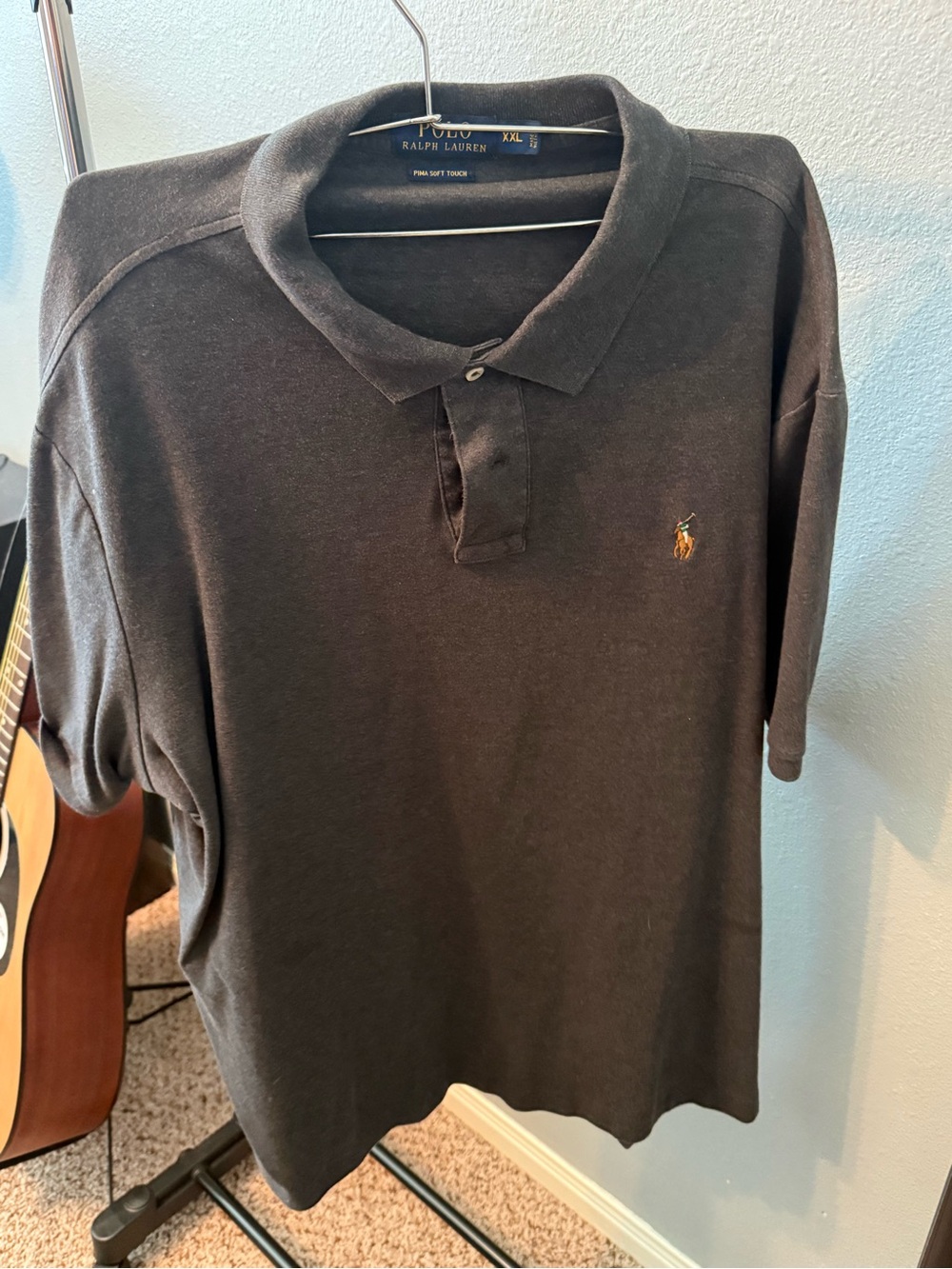 Polo by Ralph Lauren Charcoal Short-Sleeve Polo with Embroidered Pony